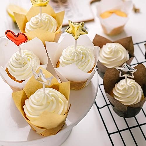 Tulip Cupcake Liners, Halp·ssfm 200Pcs Muffin Baking Liners Holders Premium Baking Cups Cupcake Wrappers Christmas Cupcake Liners For Halloween Wedding Birthday Valentine Party（Natural） #TOP7