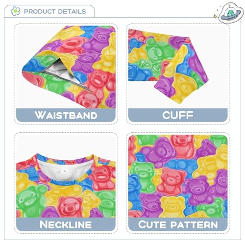 JUNZAN Colorful Sweet Jelly Bears Little Kids Hoodie Sweatshirt Crewneck Kids Hoodies Boys Sports 4T3