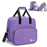 Yarwo Serger Machine Carrying Case with Bottom Wooden Board, Universal Overlock Sewing Machine Tote Bag Compatible with Most Standard Singer, Brother Serger Machine, Purple (Patent Pending)