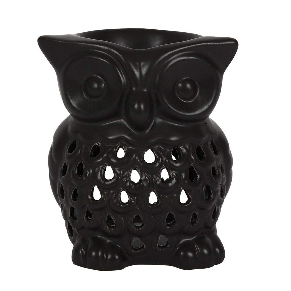 RAJX Owl Wax Melt Burners, Ceramic Aromatherapy Gifts for Christmas, Candle Warmer Lamp and Tealights Holder, Essential Oil Diffuser for Home and Bedroom Decor (Black)