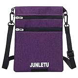 Canvas Small Cute Crossbody Bag Pouch Cell Phone Purse Wallet Holder Multi Zip Pocket for iPhone XS Max XR 8 Plus 7 6/ Galaxy S10+ S9+ S8 S10e Note 9 A10/ Google Pixel 3a / LG V50 V40 (Purple/Black)