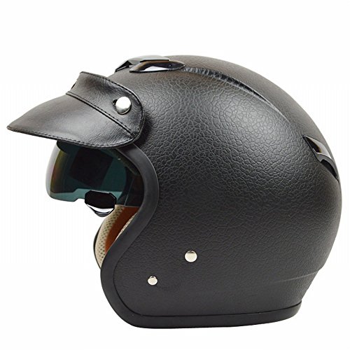 Casque moto électrique noir XXL vintage avec protection anti-peau