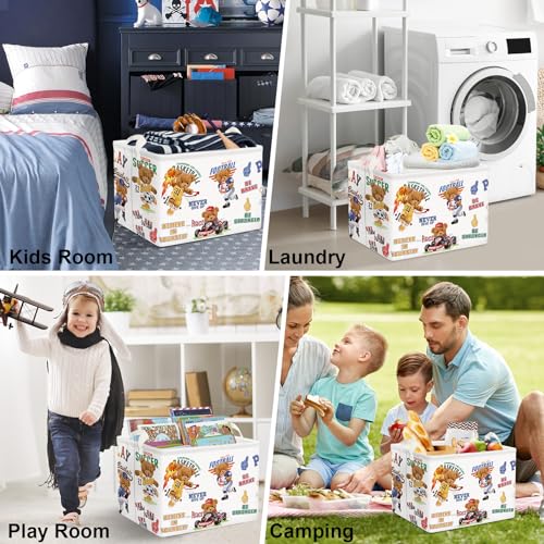Image of Clastyle Racing Car Sports Ball Basket for Boy Basketball Soccer Baseball Bear Gift Basket Rectangle Clothes Book Toy Chest Storage Cube, 36L