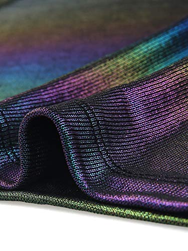 Allegra K Women's Party Metallic Textured Short Sleeve Shiny Multicolor Top X-Large Multicolor #TOP5