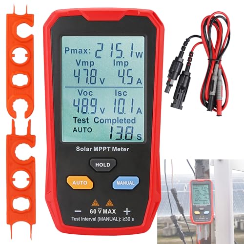 Solarpanel Tester, UT673PV 800W Photovoltaik Multimeter Solar MPPT Messgerät mit Großem Ultraklarem LCD Smart MPPT Leerlaufspannungs Fehlerbehebung Datentest für Photovoltaikmodule