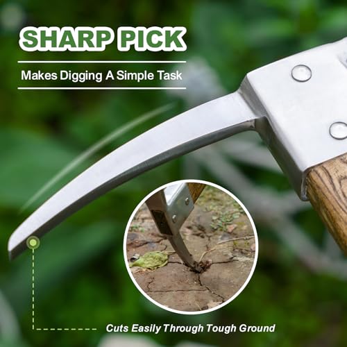 image for Haliaeetus Pick Axe, Stainless Steel Mattock with Sharp Pick and Cutti