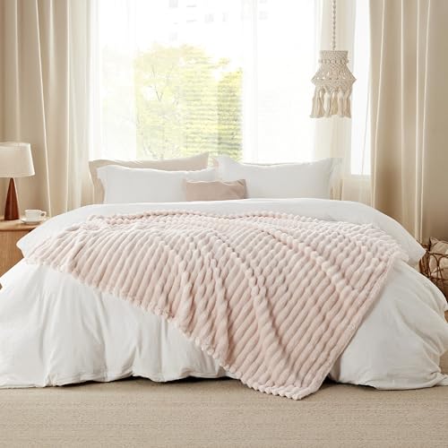 Bedsure BDT-3001 Crystal Pink Throw Blanket - 50x70 Inches Flannel Fleece, Super Soft Cozy Blanket for Women - 7