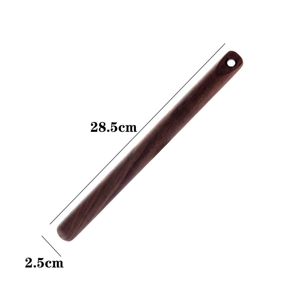 Rodillo de madera Rodillo para masa Rodillo grande de madera maciza de nogal con gancho, ideal for hornear gomitas, galletas y fideos, 28,5 cm de longitud