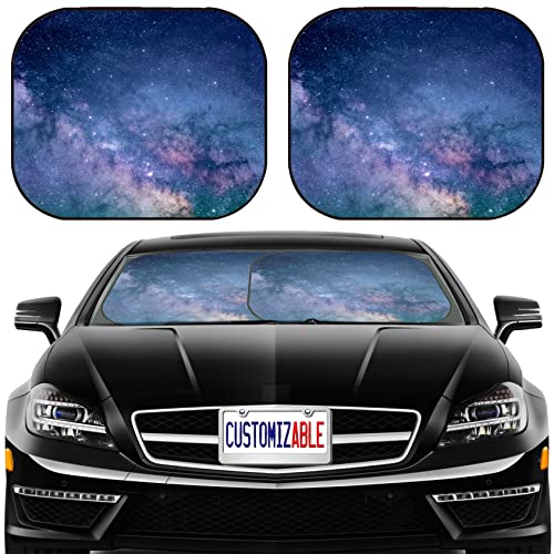 MSD Car Sun Shade Windshield Sunshade Universal Fit 2 Pack, Block Sun Glare, UV and Heat, Protect Car Interior, Design for Nebula Galaxy Space Sky Background Illustration Astronomy Outer Night Abstr