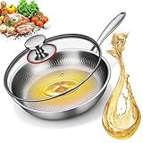 Titan Pfanne Unbeschichtet, Titanpfanne 28 cm,Verdickt Ultra-Haltbar Premium Titanium Frying Hammered Pan Pro,Antihaft-Pfanne Kratzfest Wärmeverteilung,Robuste,Mühelos,Mikroporöser Ölverschluss (26cm)