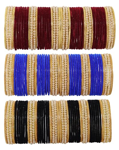 Image of NMII Glass with Plain and Glossy Finished Bangle Set For Women and Girls