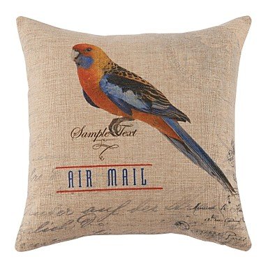 Aanll 8/29 18" Colorful Parrot Pattern Cotton Linen Decorative Pillow Cover , 18" Square