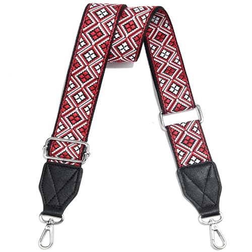 Image of Purse Strap,1.5 inch Leather End Shoulder Strap Adjustable Replacement,Retro Multi-Pattern Crossbody Bag Straps