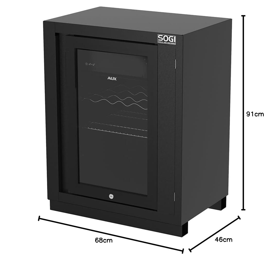 Sogi ARR-M-FRIGO - Armario para taller con nevera y congelador - 680 x 460 x 910 mm - 2 rejillas - clase B - negro grafito