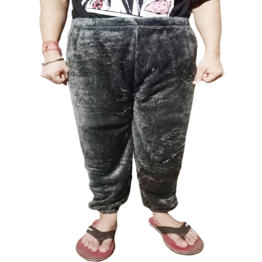 ukal Women's and Men's Winter Sleepwear Nightwear Bottom Pajama Lounge Pants Warm Fleece (Grey, X-Large)-picture-14
