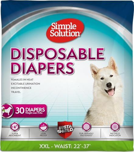 Simple Solution Dog Diapers Female, Dog Diapers, Potty Training, Super Absorbent, Breathable, Wetness Indicator for Urination, 22-37 Inch Waist, (XXL, 30ct)