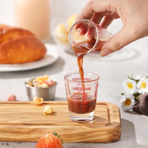 Vaso medidor multiusos de vidrio pesado 30 ml rojo miniatura 6