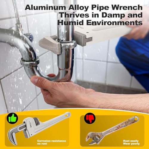 Qncz Pipe Wrench Set, Professional Aluminum Pipe Wrench 10,14,18 Inch Heavy Duty Plumbers Wrench For Plumbers thumb #5