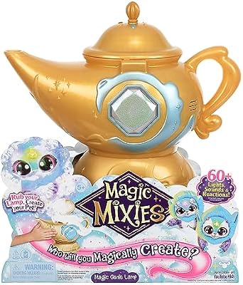 Magic Mixies - Lampara mágica de Color Azul, Juguete Interactivo, Juego de Magia con muñeco de un Genio Mixie, con Luces, Sonidos y Efectos de Niebla, para niños y niñas +5 años, Famosa (MGX09200)