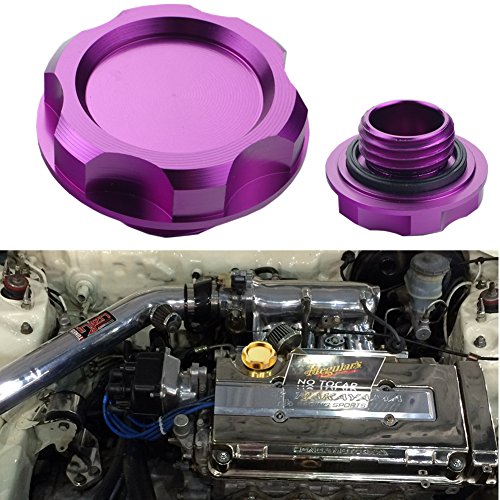 Dewhel Billet Engine Oil Fuel Filler Tank Cap Cover For Honda Acura Civic TL Color Purple