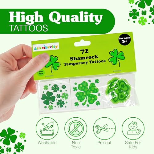 4Es-Novelty-Shamrock-Tattoos-Individually-Wrapped-Bulk-St-Patricks-Day-Tattoos-Party-Favors-for-Kids-Gifts-Adults-Face-Tattoos-Irish-Accessories-72-Pack-Green