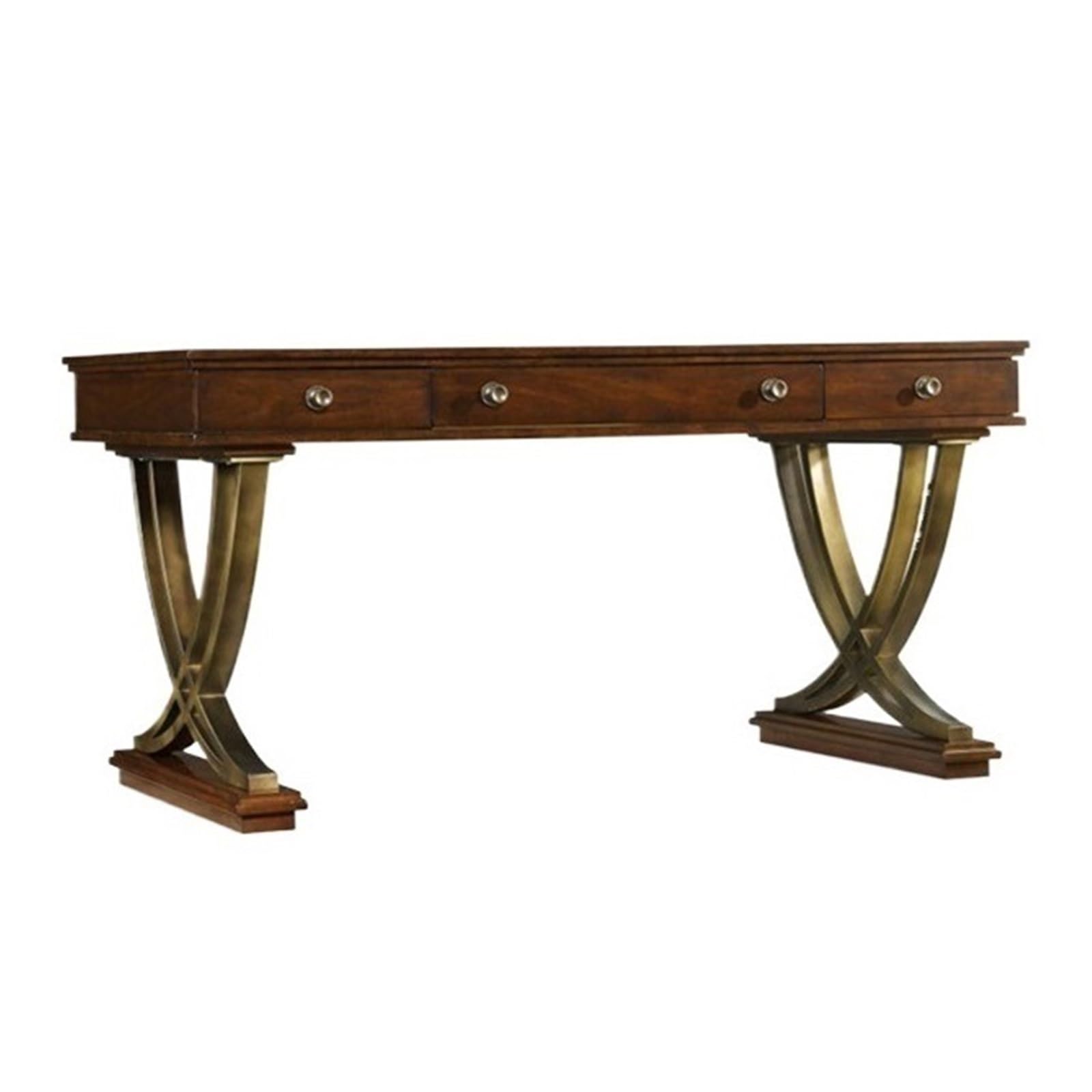 scrivania Scrivania direzionale in Legno massello con cassetti, scrivania Rustica for Ufficio Domestico Spazio for Studio e Lavoro, Marrone Noce(L)