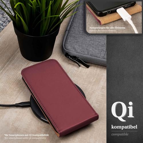 Étui iPhone 15 Plus bordeaux en cuir synthétique chic | Protection intégrale moex