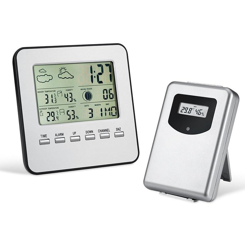 ABS Square Indoor Outdoor Temperature Humidity Meter Electronic Thermometer