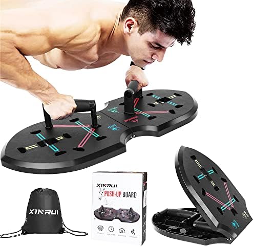 XINRUI Push Up Board Fitness — Foldable Push Up Bar, Push up Handles for Floor with Drawstring Bag, Portable Home Strength Training Equipment & Gym Accessories