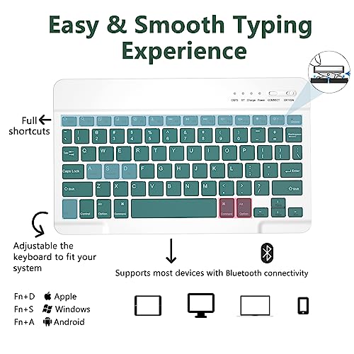 Image of MMK for iPad 11th 10th Generation Case with Keyboard (2022, 10.9 inch), Wireless Detachable Keyboard, Pencil Holder for iPad 11 inch (A16 2025), 10th Gen (10.9 Inch 2022) Green