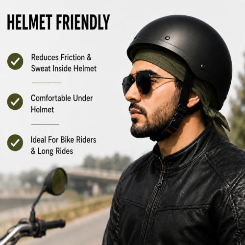 Image of GG BAI Cottrise Sikh Religious Patka Headwear Sweat Wicking Doo Rag Cooling Dew Rag Helmet Liner Hat Large Motorcycle Head Wrap Bandana Skull Caps for Men and Women
