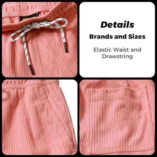 JOTOOK Mens Corduroy Shorts Casual 5 Inch Shorts Flamingo S by JOTOOK - Used condition - Image 3