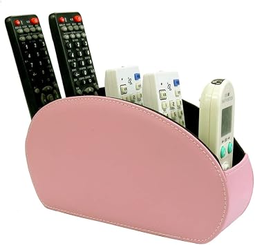 Remote Control Holder TV Controller Caddy Organizer Table Desk Leather Storage 5 Spacious Compartments