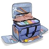 Fácil de Llevar - Con asas reforzadas y correa para el hombro, esta bolsa de almacenamiento para tejido hace que sea conveniente para llevarla contigo durante en un viaje o clases de crochet.