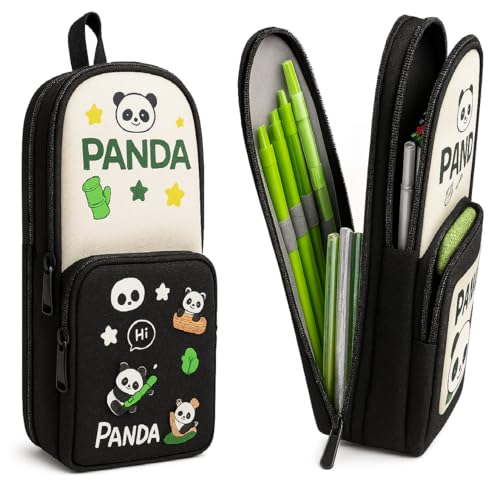 Image of Umadiya Panda Pencil Case 6 Layer with 3 Compartment Cute Aesthetic Pencil Case for Boys & Girls Large Capacity Pencil Pouch for School Kids (Black Panda Pencil CASE)