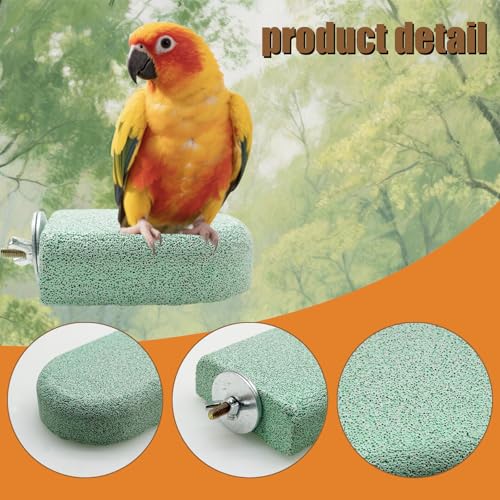Image of Pet Teeth Grinding Stone and Perch, Bird Perch Stands, Natural Chewing Toys for Small Medium Birds Budgies Conures Cockatiels Rats (4 Colores, Small)