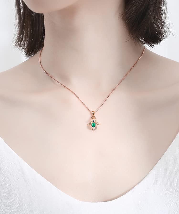 Miniatura 4 de SKA Women Angel Pendant Necklace with Birthstone Zirconia,Women Jewelry Anniversary Birthday Gift for Wife Mom Girls Couple, Daily Wear Necklaces