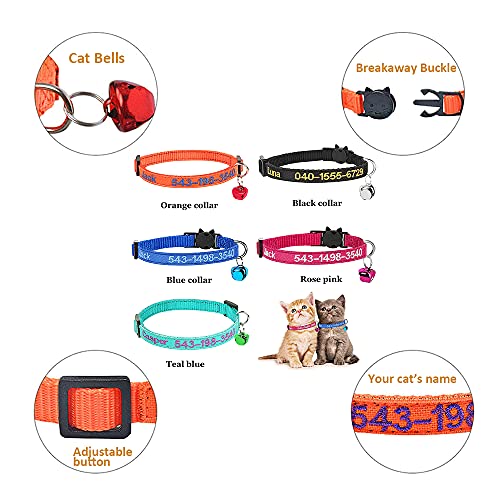 Miniatura 3 de Collar Personalizado Para Gatos Separable Con Campana Y Hebilla De Liberación De Seguridad - Nombre De Identificación Bordado En El Collar De Gatito