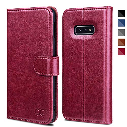 Preisvergleich Produktbild OCASE Samsung Galaxy S10e Hülle Handyhülle [Magnetverschluss][Premium Leder][Standfunktion][Kartenfach] Brieftasche Klappetui Schutzhülle kompatibel für Samsung Galaxy S10E Cover Burgundy