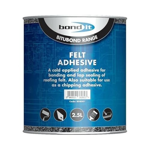 Bond It Black Felt Adhesive Roofing Felt Tools DIT Building Trade Bitumen Range Primer Paint Trowel Mastic Felt Adhesive Roof Leak UK (2.5L)