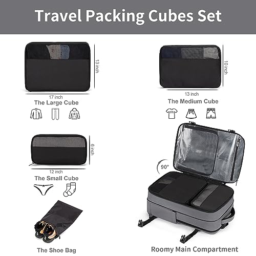 RDTGO Carry on Backpack, 40L Flight Approved Travel Backpack for Men & Women, Expandable luggage Backpack with 4 Packing Cubes, 17 inch Laptop Backpack,Water-Resistant Business Daypack Weekender Bag3