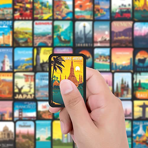 Image of Travel Aesthetic Vinyl Journal Stickers for Phone Case,Laptop,Notebook,Dairy,Water Bottle,School Bag,Etc Self-Adhesive Stickers Set of 50 (City Travel) 23X30X23 Cm