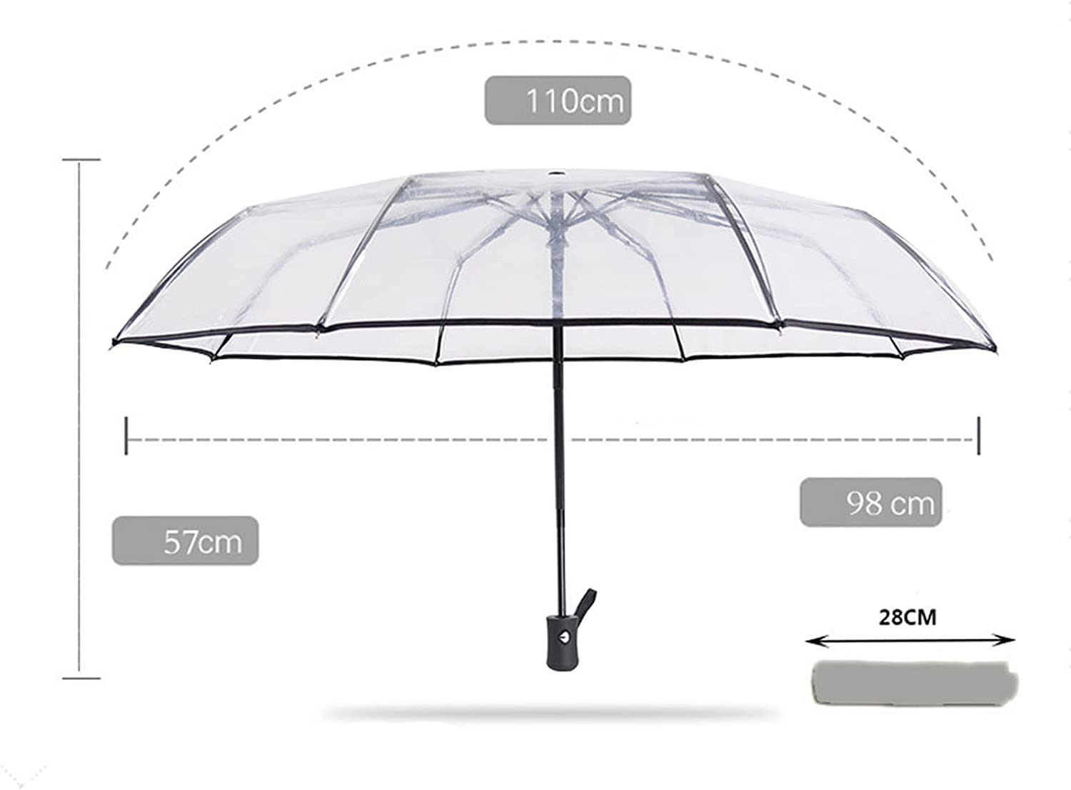 Parapluies, Parapluie Pliant Compact de Voyage, Mini Parapluie, Automatique Transparent Coupe-Vent | Transparent