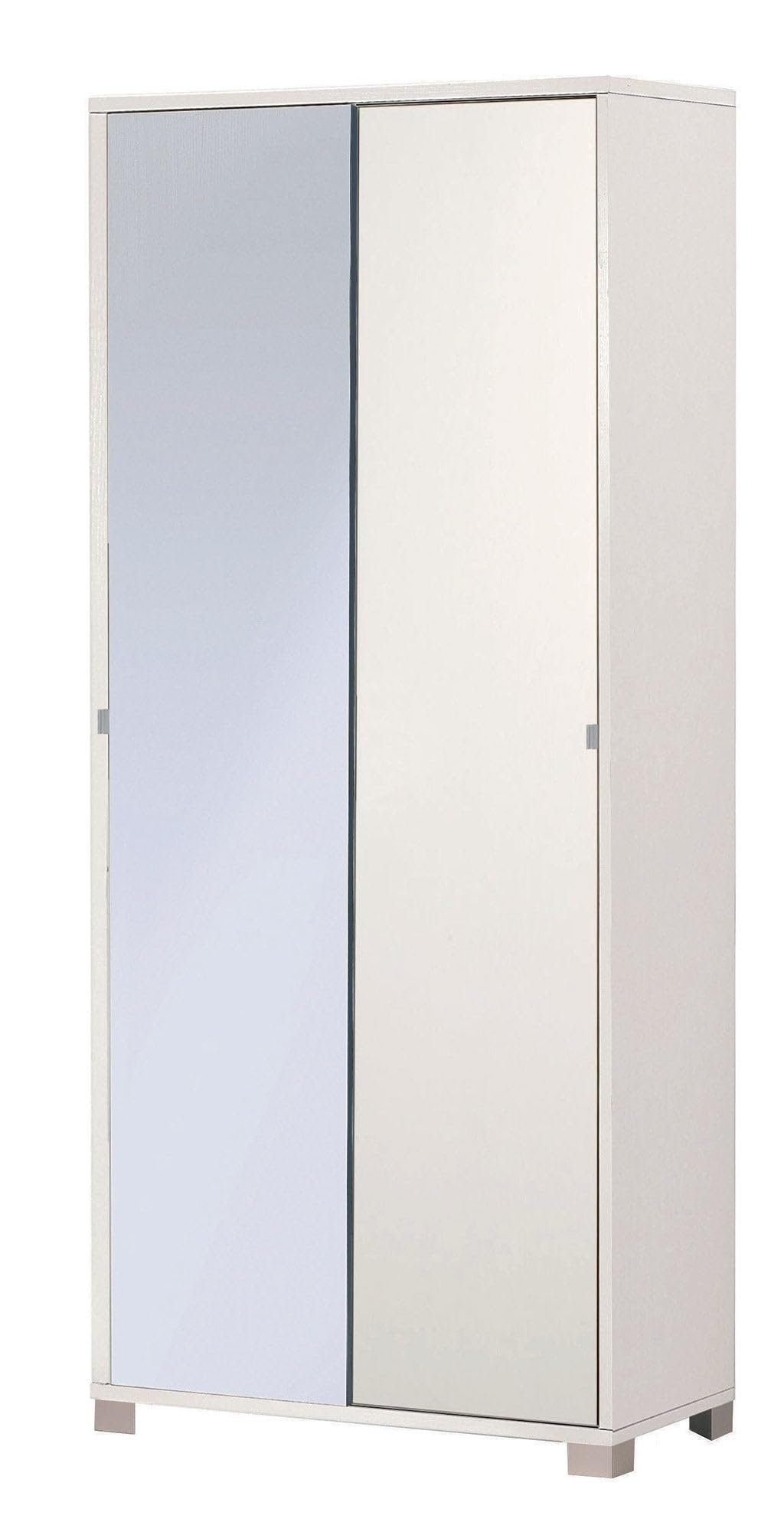 Giordanoshop Armadio 2 Ante Scorrevoli con Specchio 82x190x41 cm Bianco Fiammato