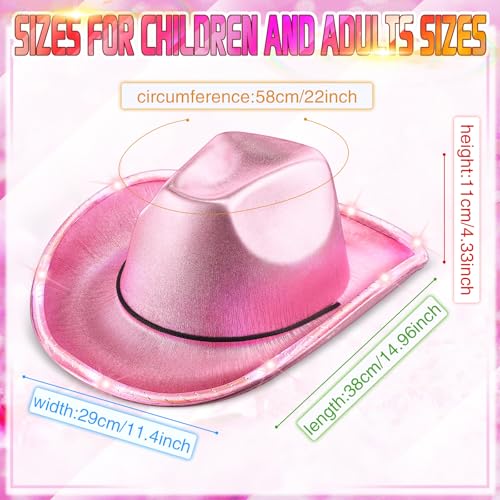 Image of Kigeli 10 Pcs Lights LED Cowboy Hat for Adult LED Flashing Hat for Western Cowboy Women Men Role Play