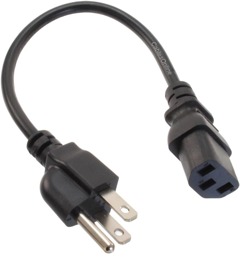 CablesOnline 12-Pack 1ft. Short 3-Conductor PC Power Cord, 18AWG NEMA 5-15P to IEC-60320-C13 Cable, PC-111-12
