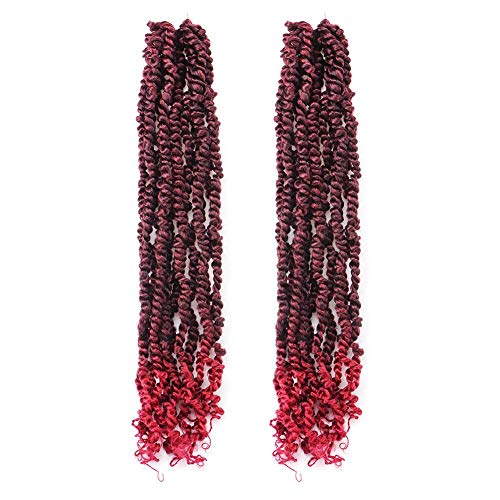 TOYOTRESS Tiana Passion Twist Hair - 24 inch 2 PcsPre-twisted Crochet Braids Ombre Burgundy, Synthetic Braiding Hair Extenstion ( 24 Inch, T118 )