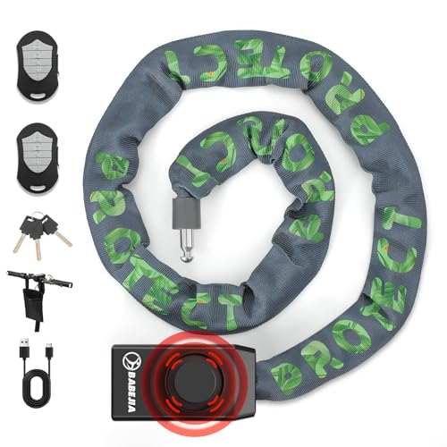 BABEJIA 120cm Chaînes Antivol avec Alarme, Cadenas à Chaîne Antivol avec 110db Alarme Rechargeable, Serrure à Mortaise pour Vélo, Trottinette, Moto