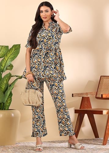Image of JUSTHER Women's Co-ord Set | Shirt Top & Bottom Pant | Stylish Matching Set | Comfortable Fit Wear | Trendy Look Styling | Easy Movement | Perfect for Casual