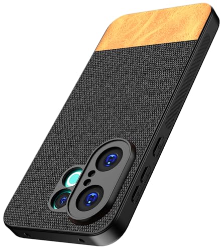 Kapa Soft Fabric & Leather Hybrid Protective Back Cover for Vivo X200 FE 5G | Shockproof Slim Hard Anti Slip Back Case (Black,Brown)